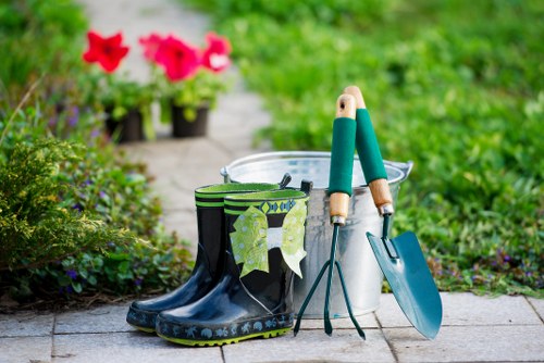 Gardeners Lampton team working safely with protective equipment